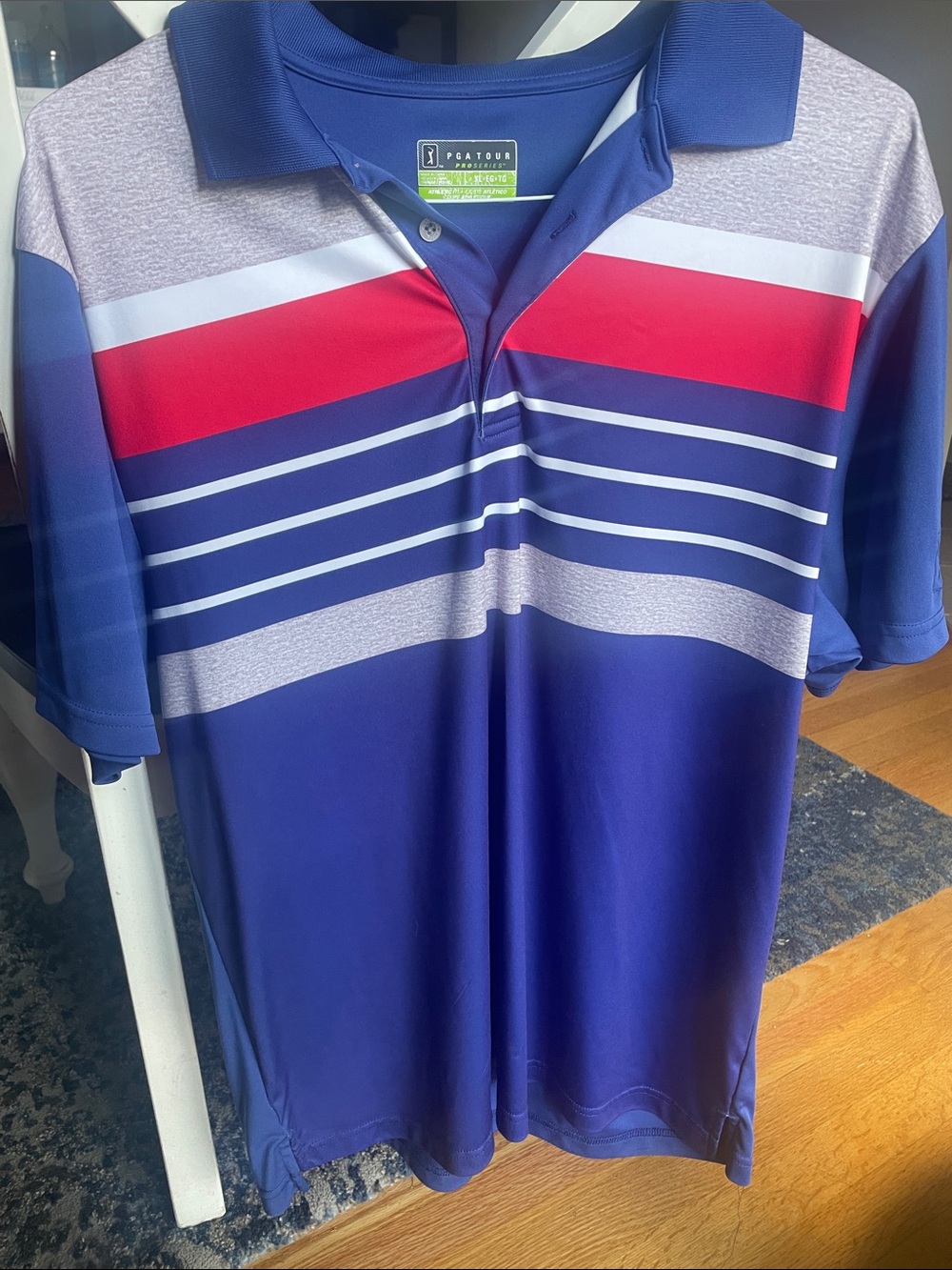 PGA Tour Men's Polo - Blue, Red, White